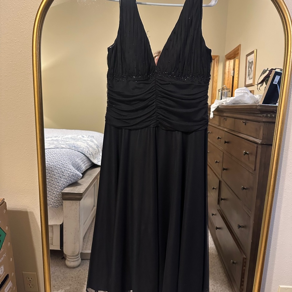 David's Bridal Black Backless Dress